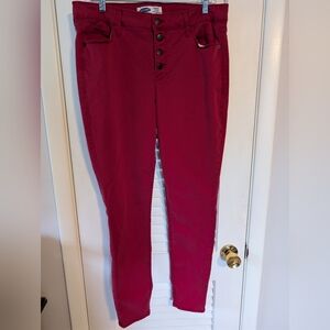 Old Navy Red Rockstar Pants 14 Super Skinny High Rise Slim Pocket Button Fly